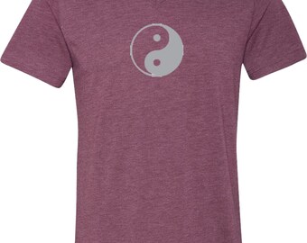 Yin Yang Big Print Adult Unisex Yoga Triblend V-neck Tee Shirt