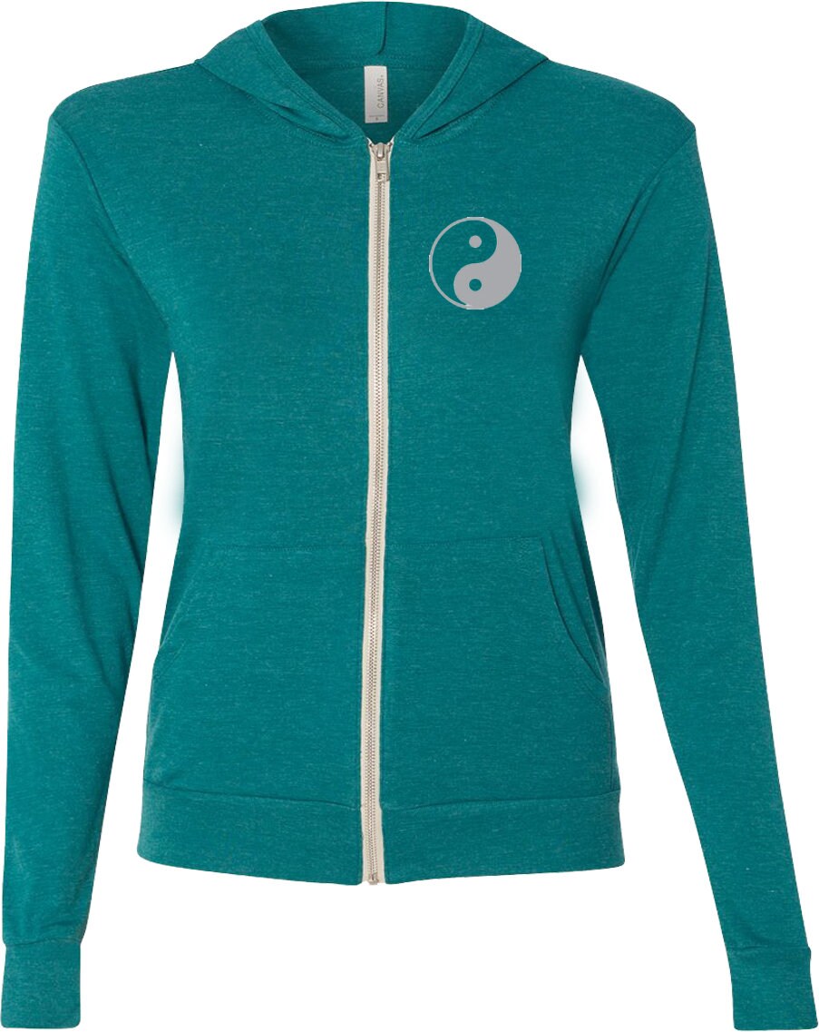 Yin Yang Pocket Print Adult Unisex Yoga Triblend Full Zip