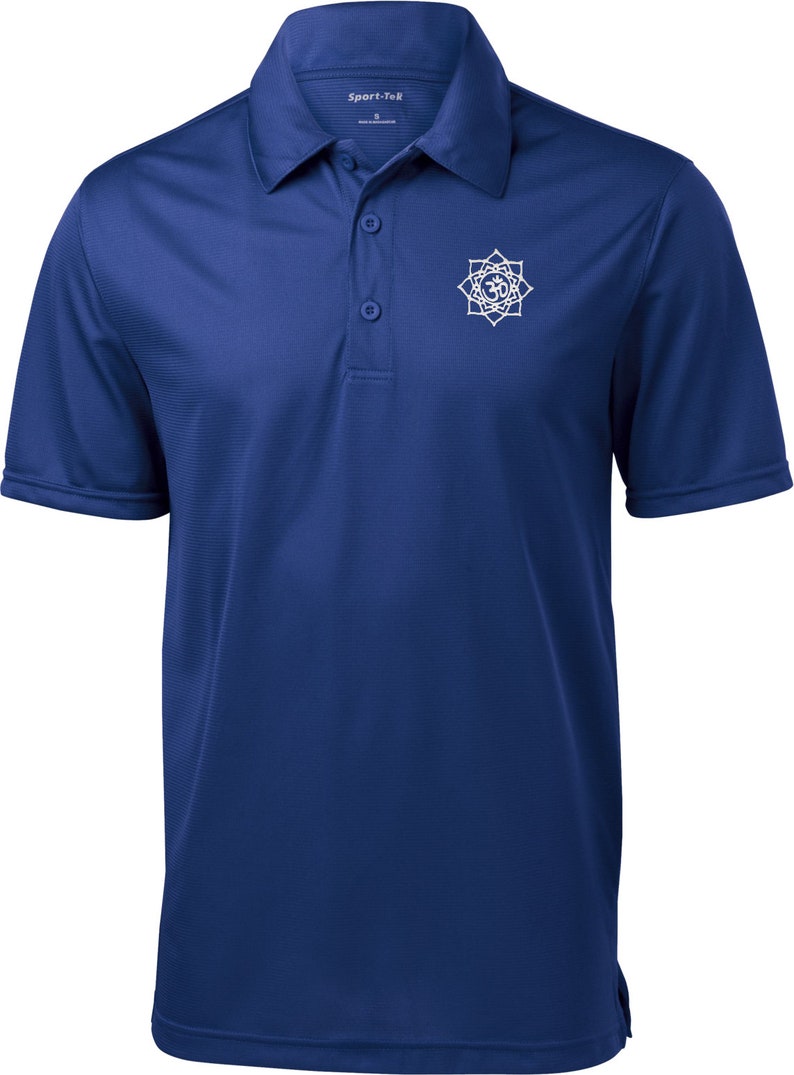 White Lotus OM Patch Pocket Print Men/'s Yoga Polo Tee T-Shirt = WLOTUSOM-PP-ST690
