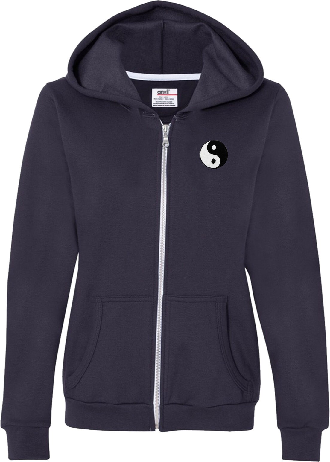 yin yang yoga wear◆ ユニセックスフーディ 2 Yin Yang Patch Pocket Print Ladies Yoga Full Zip Hoodie = YINYANG