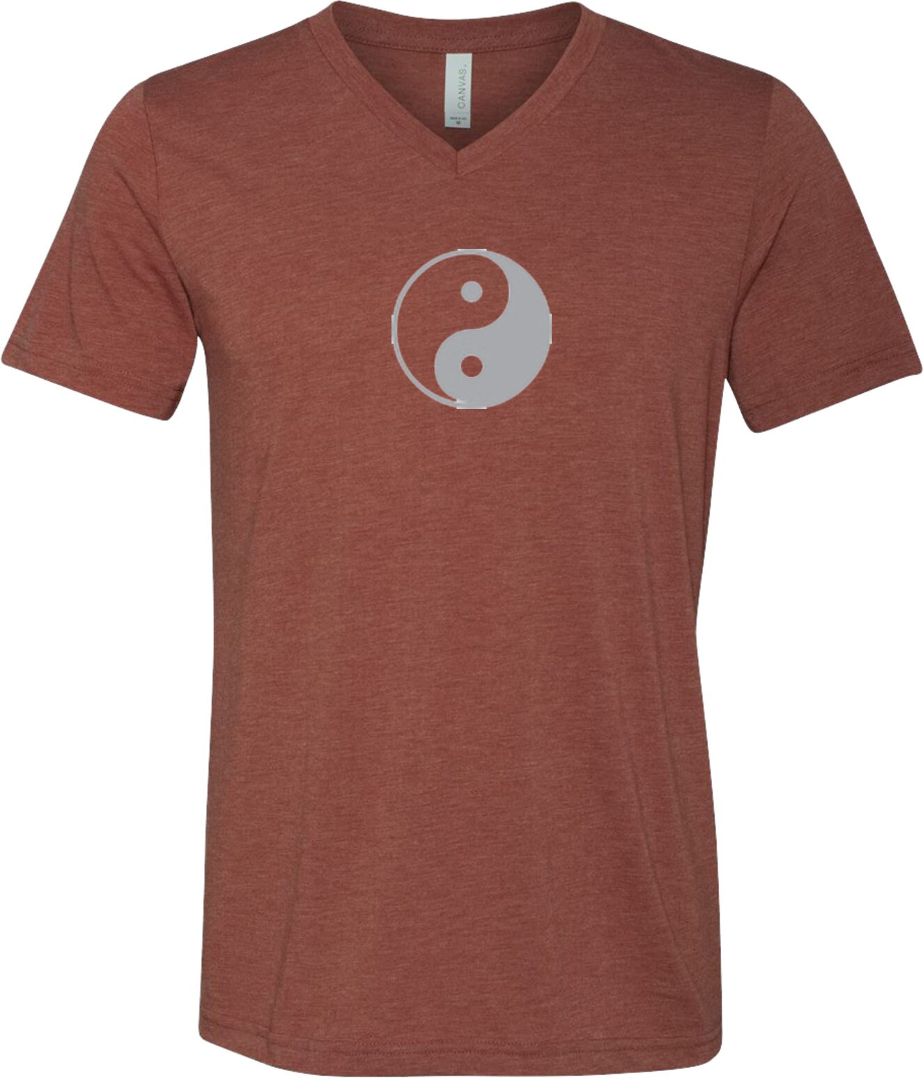Yin Yang Big Print Adult Unisex Yoga Triblend V-neck Tee Shirt