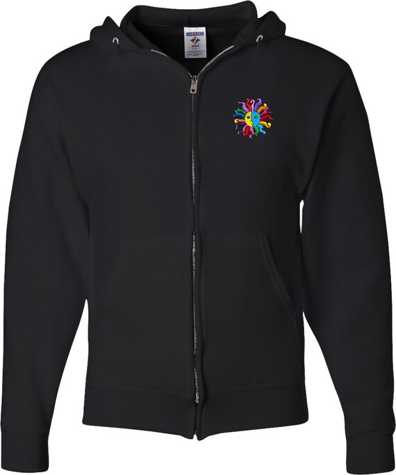 Hippie Sun Patch Pocket Print Adult Unisex Yoga Full Zip
