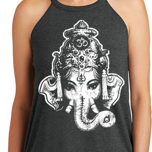 Big Ganesha Head Ladies Yoga Tri Blend Rocker Tanktop = BIGGANESHA-DT137L