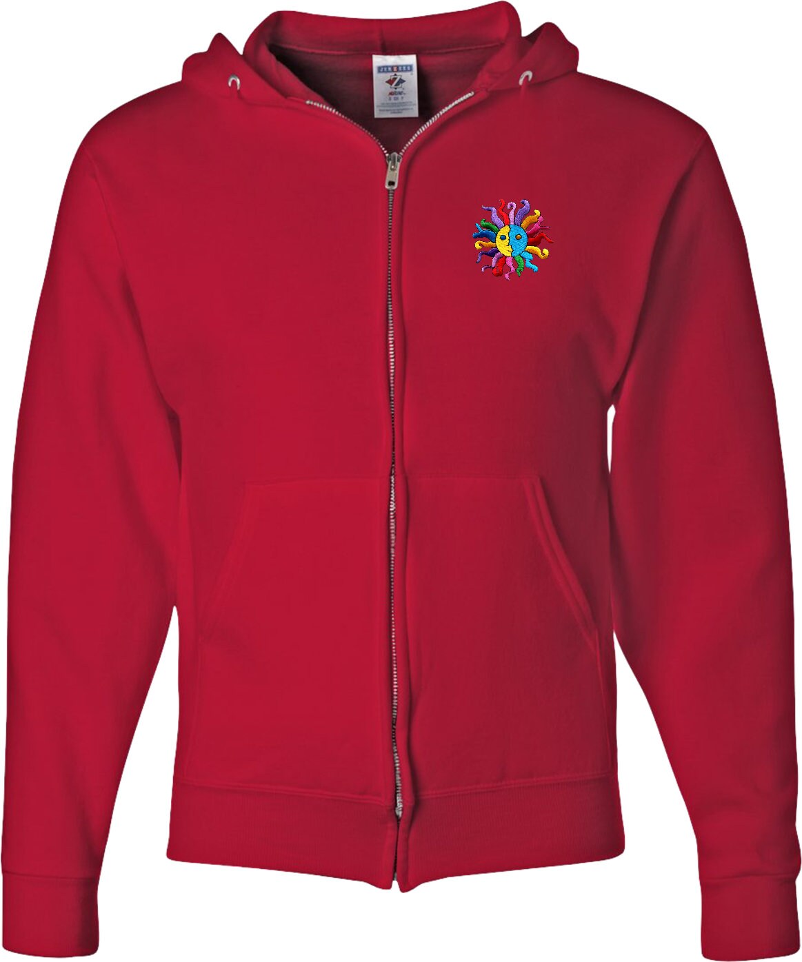 Hippie Sun Patch Pocket Print Adult Unisex Yoga Full Zip