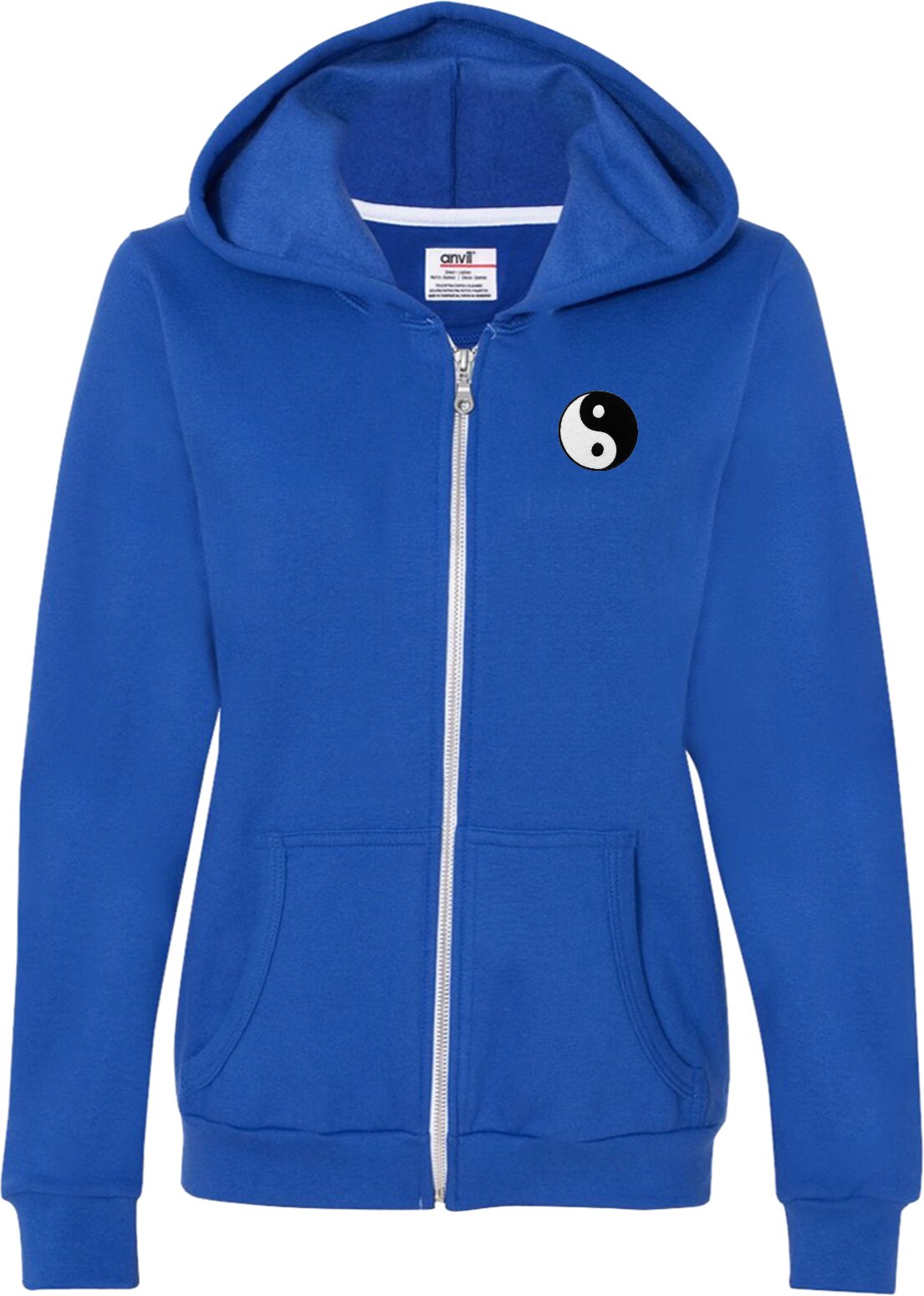 Yin Yang Patch Pocket Print Ladies Yoga Full Zip Hoodie