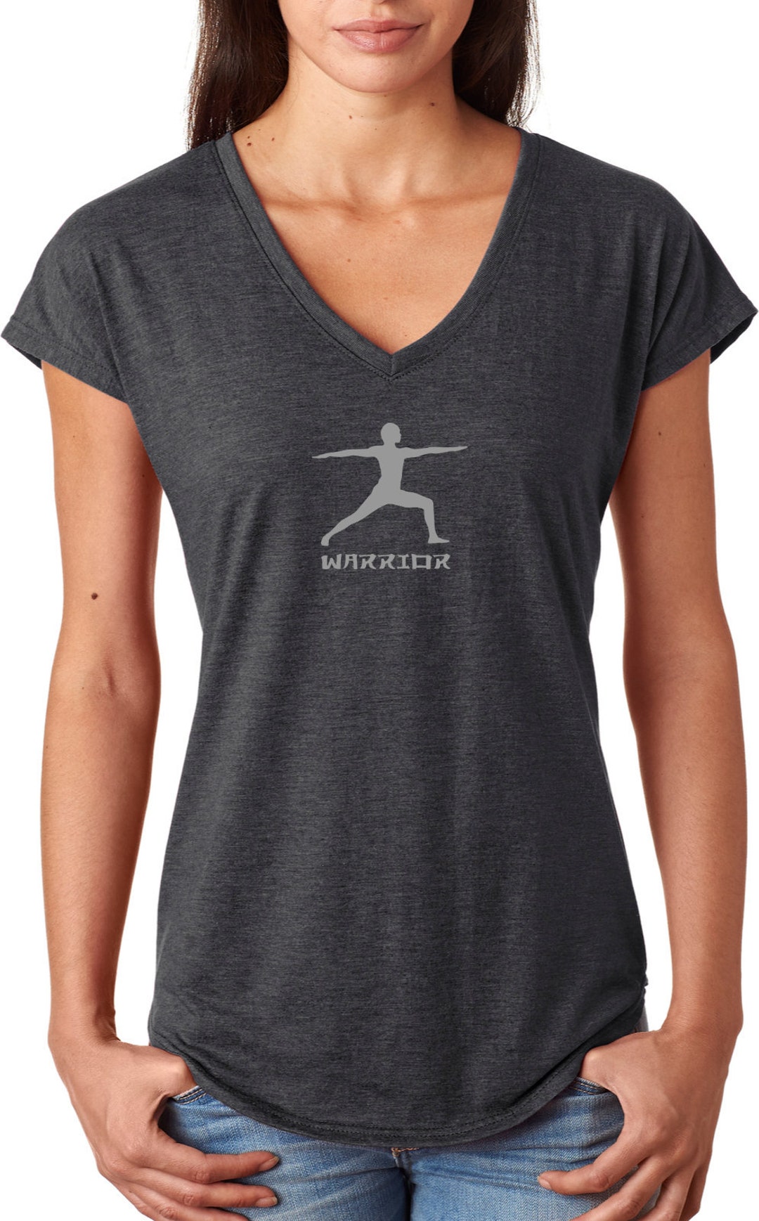 Warrior Pose Ladies Yoga Tri Blend V-neck Tee Shirt - Etsy