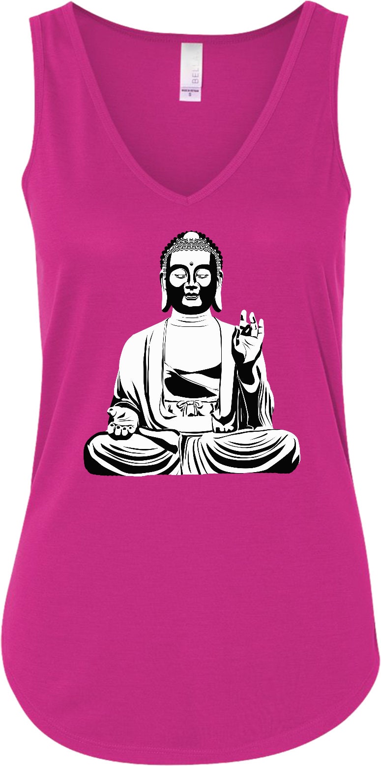 At Peace Buddha Ladies Yoga Flowy V-Neck Tank Top | Etsy