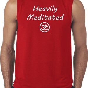 Heavily Meditated with OM Men's Yoga Sleeveless Moisture Wicking Tee T-Shirt = 42700-HEAVILYOM image 4
