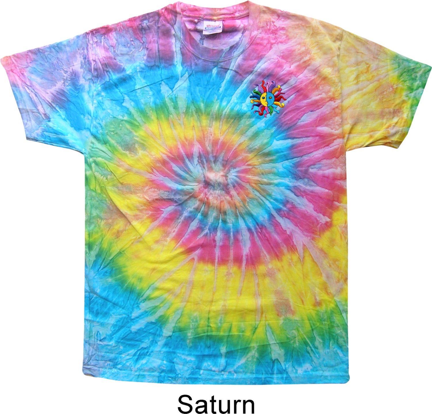Hippie Sun Patch Pocket Print Yoga Tie Dye Tee Shirt | Etsy