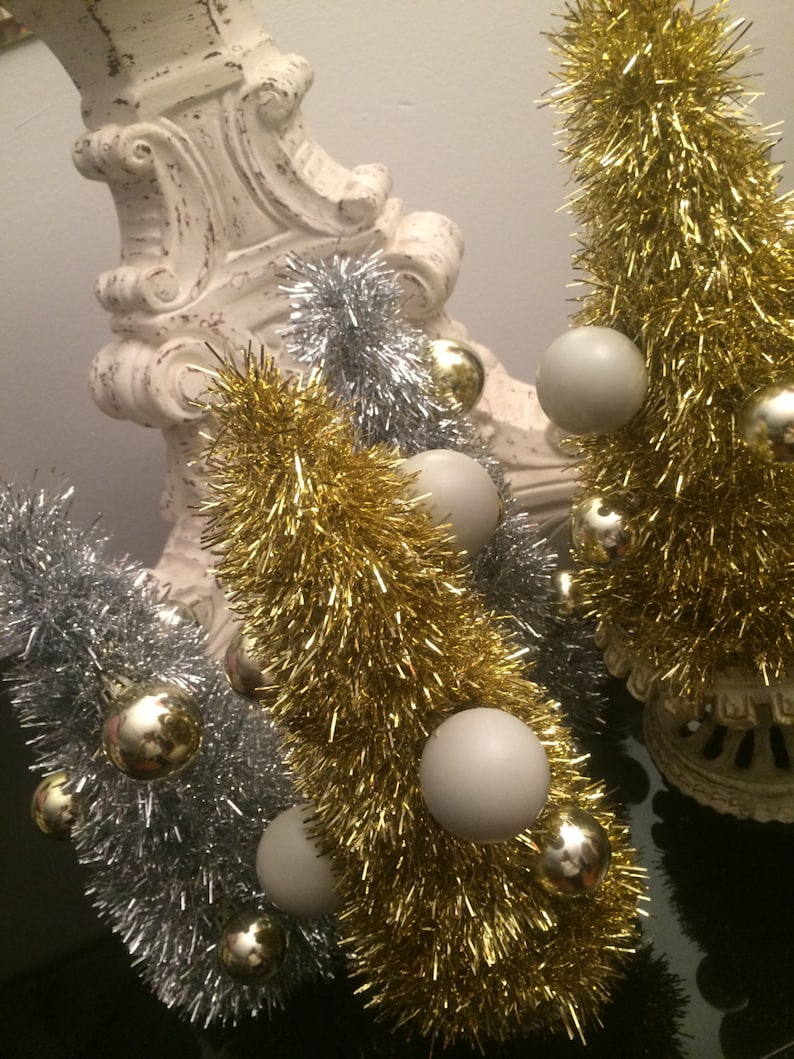 Handmade Gold Tinsel Tree Christmas Tree Holiday Tree Holiday Etsy