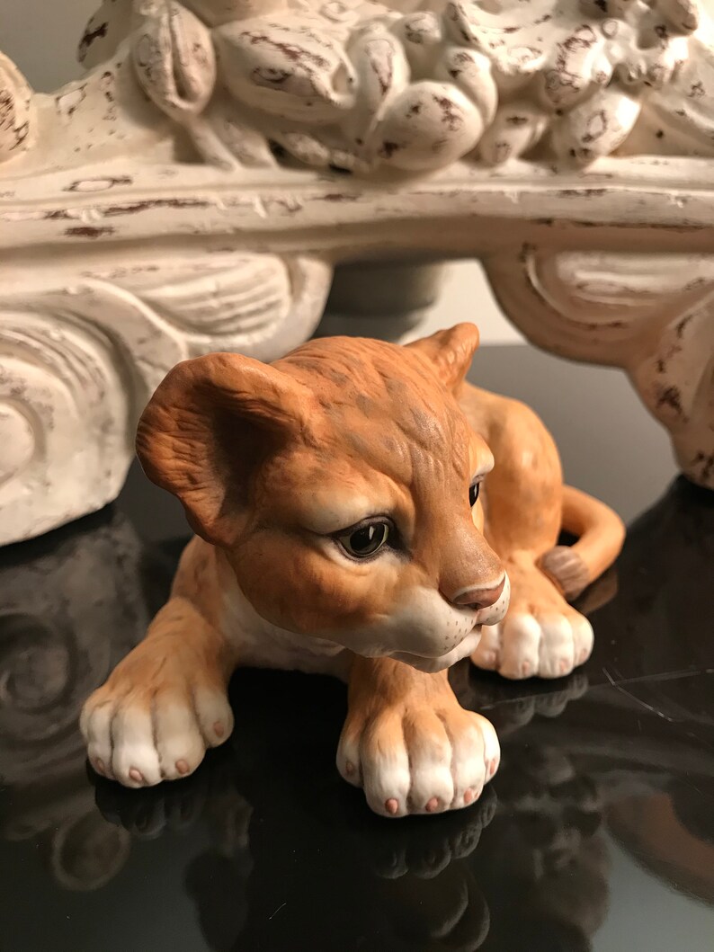 Vintage BOEHM Lion Cub Figurine 400-93  Hand Painted Porcelain Animal Collectible Figure Made in USA