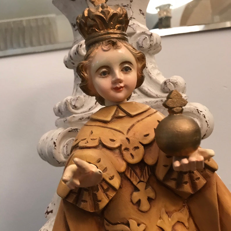 Vintage 14 Wood Infant of Prague Statue Glass Eyes / Santo Etsy