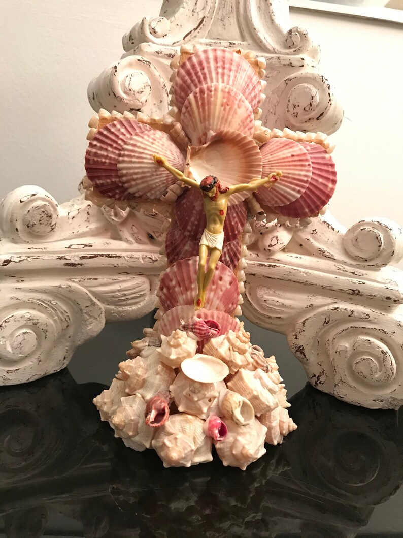 Vintage Seashell Souvenir Cross 10 Tall / Sea Shell Etsy