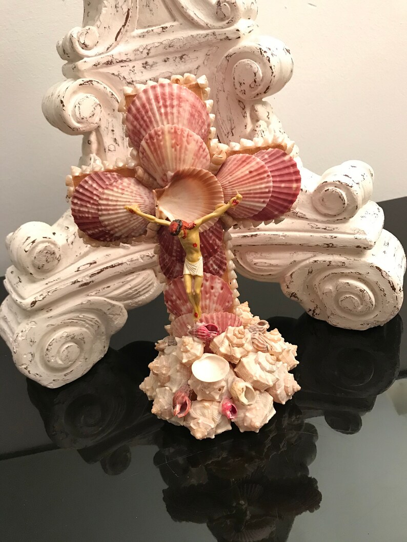 Vintage Seashell Souvenir Cross 10 Tall / Sea Shell Etsy