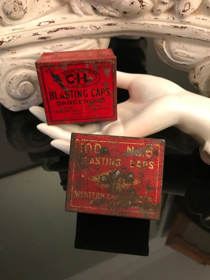 Vintage CIL & Western Blasting Cap Tins Empty / Canadian Etsy