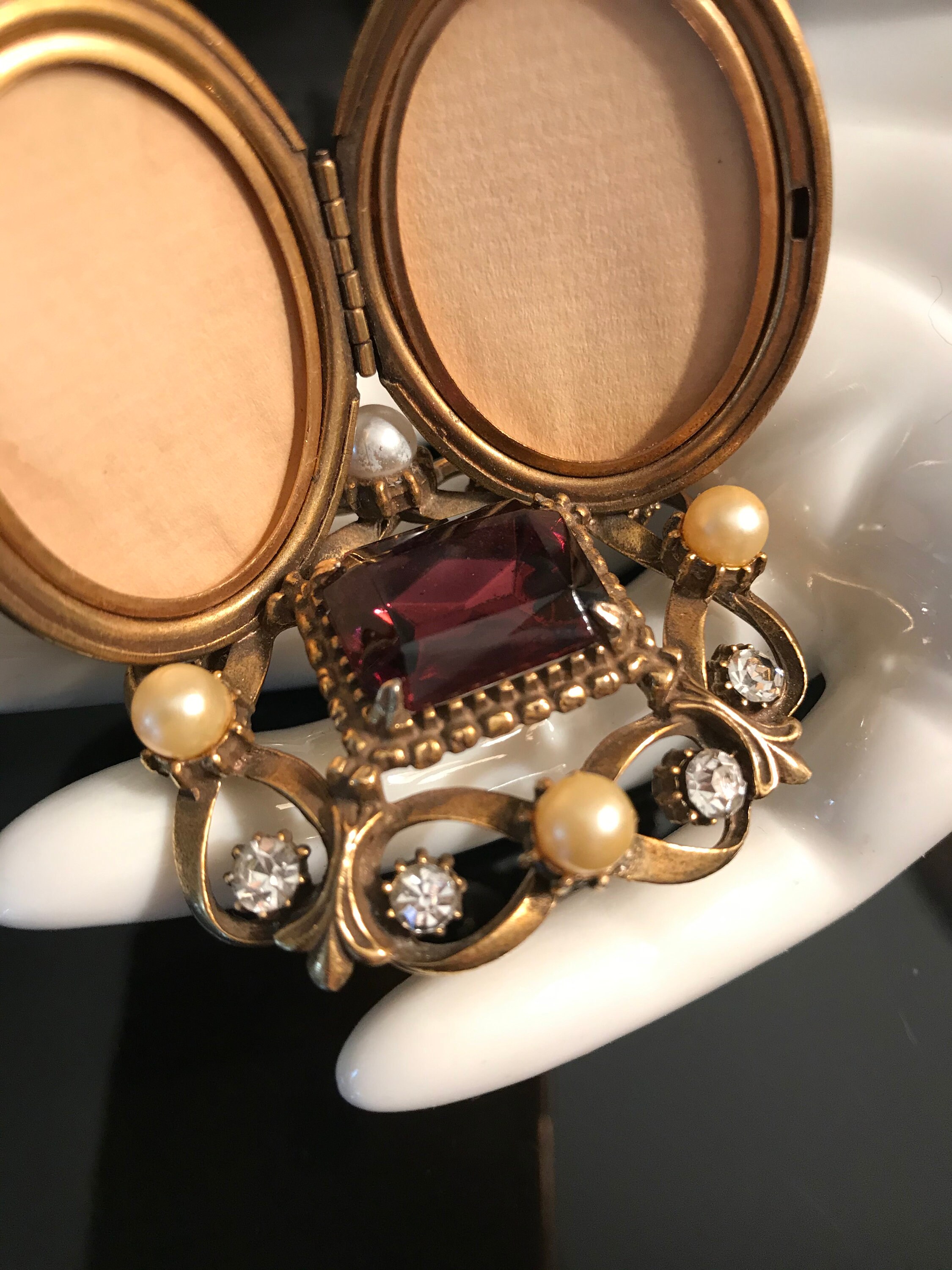 Florenza Double Locket Picture Frame / Jeweled Embossed Metal Etsy