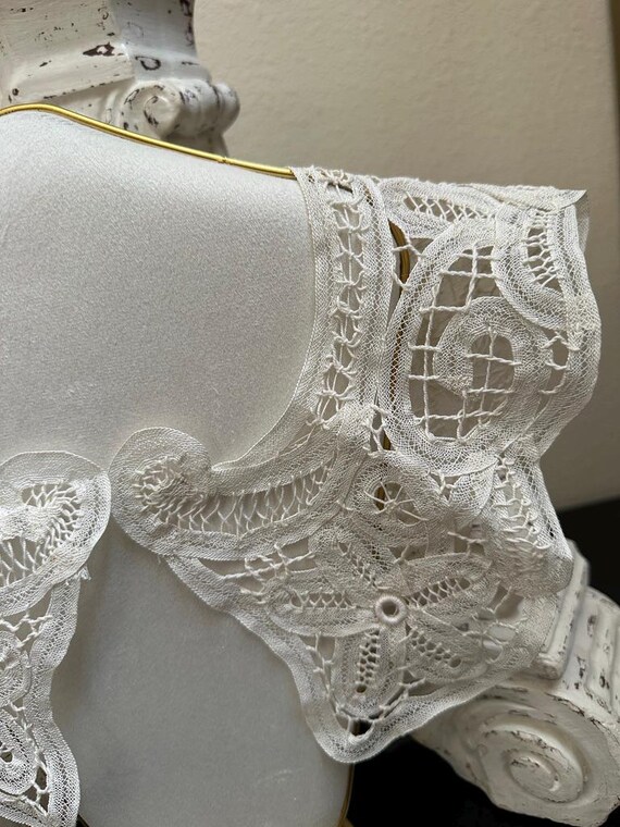 Antique Battenberg Lace Collar: Edwardian Needlework Fashion Accessory View 6