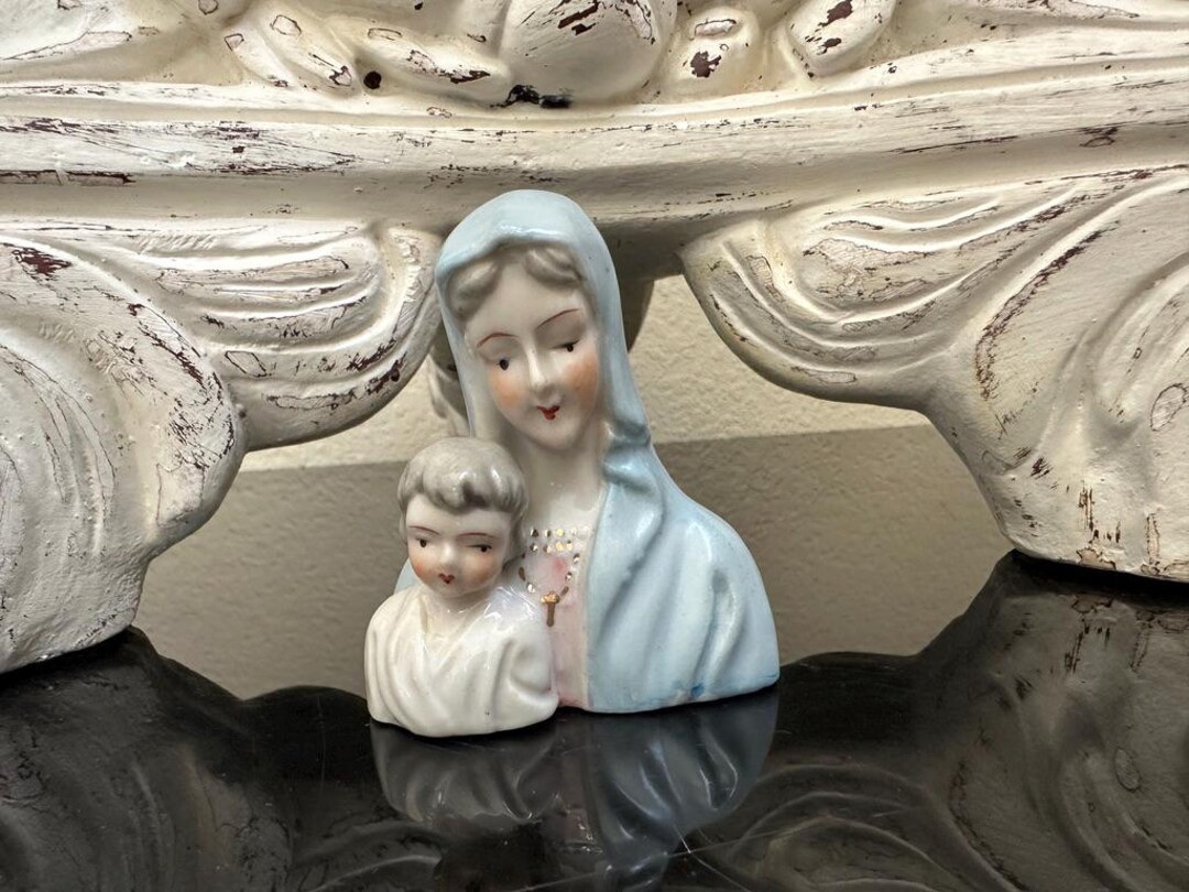 Vintage Small Porcelain Madonna and Child Bust – Baby Jesus & Mary Hand ...