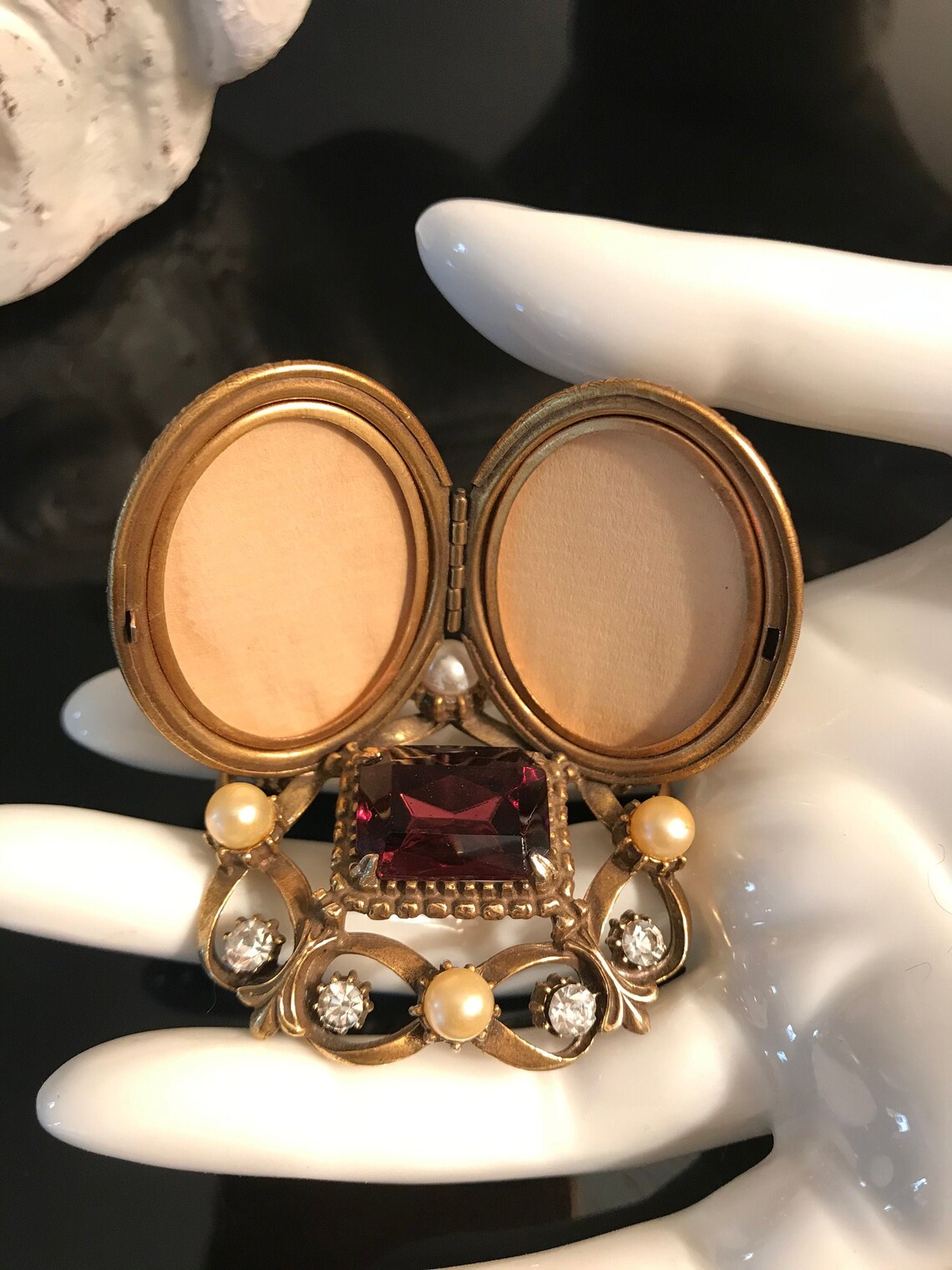 Florenza Double Locket Picture Frame / Jeweled Embossed Metal Etsy