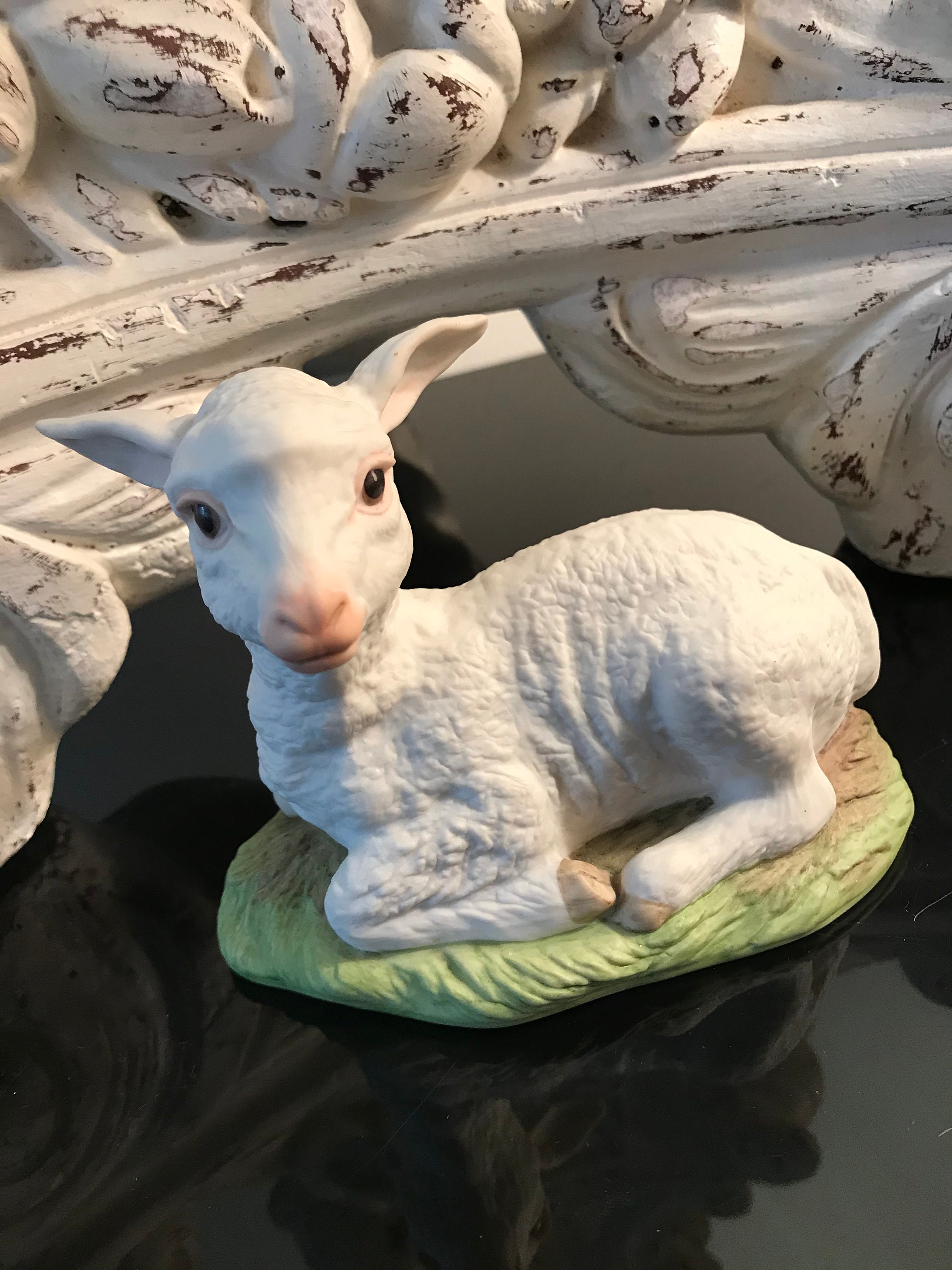 Vintage BOEHM Lamb Figurine 40097 / Hand Painted Porcelain Etsy