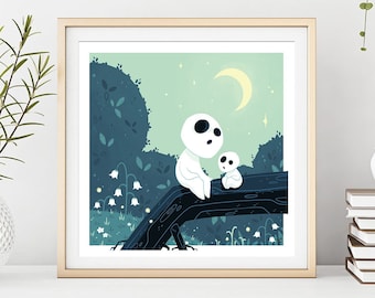 Princess Mononoke Studio Ghibli Wood Spirits Print (29.7 x 29.7 cm. / 11.69 x 11.69 inches)