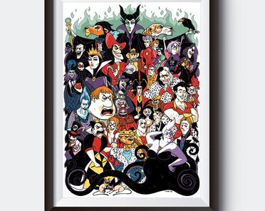 ディズニーVillains ポスター額入り Trends International Disney Villains - Grid Framed Wall Poster