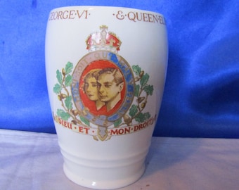 Vintage Pountney & Co Ltd "Bristol" Beaker King George VI and Queen Elizabeth Coronation May 1937, Bone China