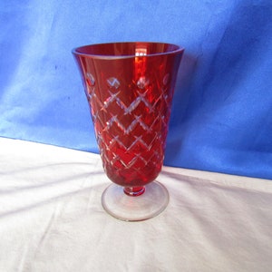 Vintage Czech Ruby Red Madesk Bohemian Cut Glass Vase image 5