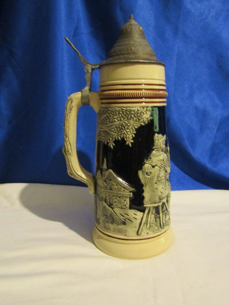 Vintage German Original King Beer Stein with Pewter Lid 2 Men Etsy