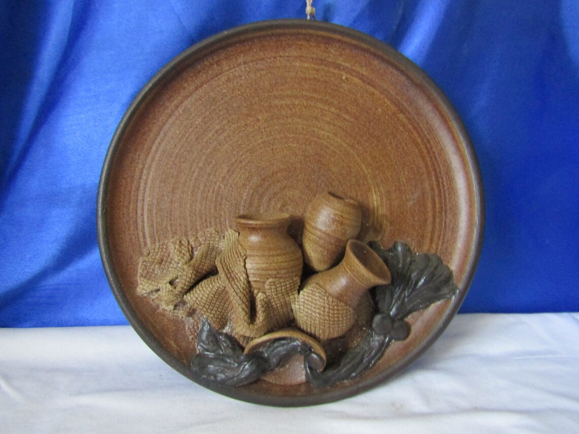 Vintage the Glen Pottery Studio Art Earthenware Round 3D Wall Etsy