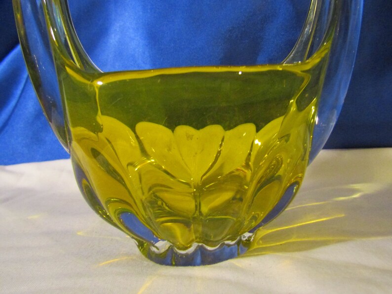 Art Deco Yellow Uranium Glass Vase Handblown Etsy