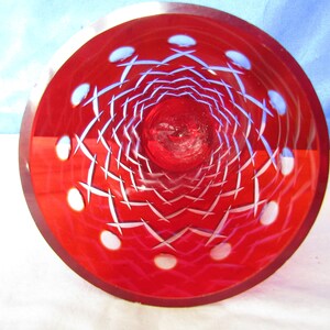 Vintage Czech Ruby Red Madesk Bohemian Cut Glass Vase image 3