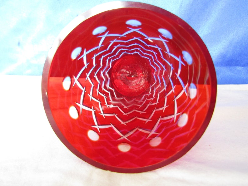 Vintage Czech Ruby Red Madesk Bohemian Cut Glass Vase image 3