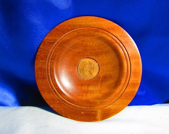 Vintage Turned Wooden Small Dish with 1967 Old Penny Inset, Made by Martin Farrant, Chudleigh, Devon