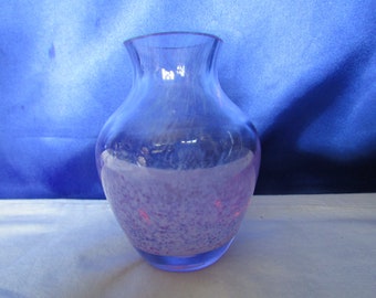 Vintage Caithness Mottled Flecked Lilac & White Glass Vasel