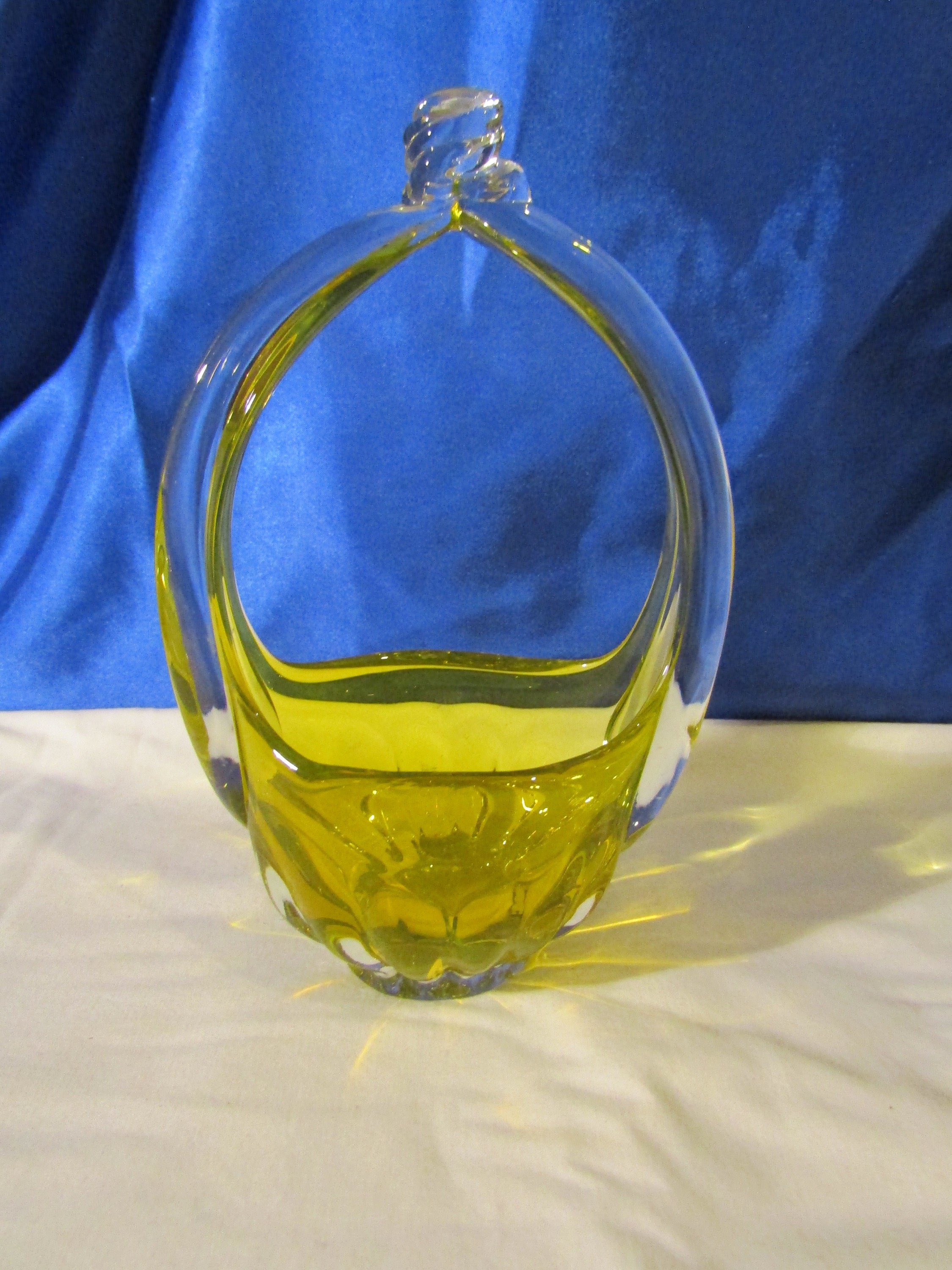 Art Deco Yellow Uranium Glass Vase Handblown Etsy
