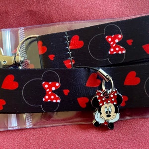 Disney Minnie Mouse lanyard, Minnie charm & ID holder Bus pass/keys/neck strap/gift