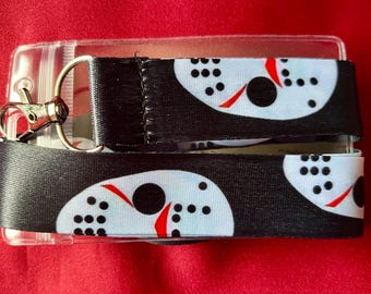 Hockey mask horror lanyard & ID holder Bus pass/keys/neck strap/gift