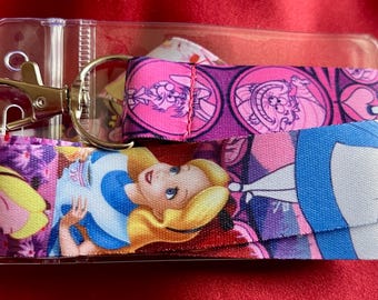 Alice and Cheshire Cat lanyard & ID holder Bus pass/keys/neck strap/gift
