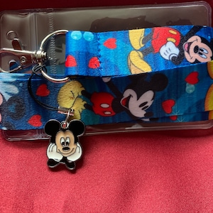 Disney Mickey Mouse lanyard, Mickey charm & ID holder Bus pass/keys/neck strap/gift