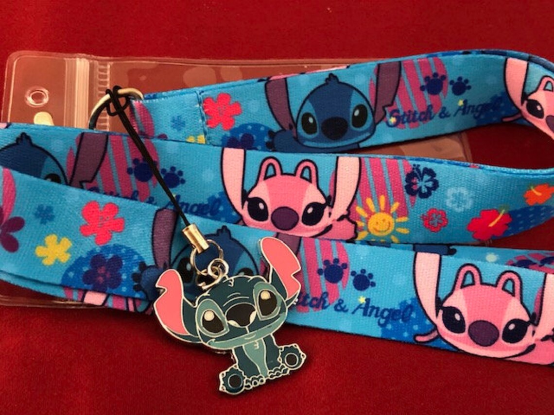 Disney Stitch and Angel Lanyard Stitch Charm & ID Holder Bus Etsy UK
