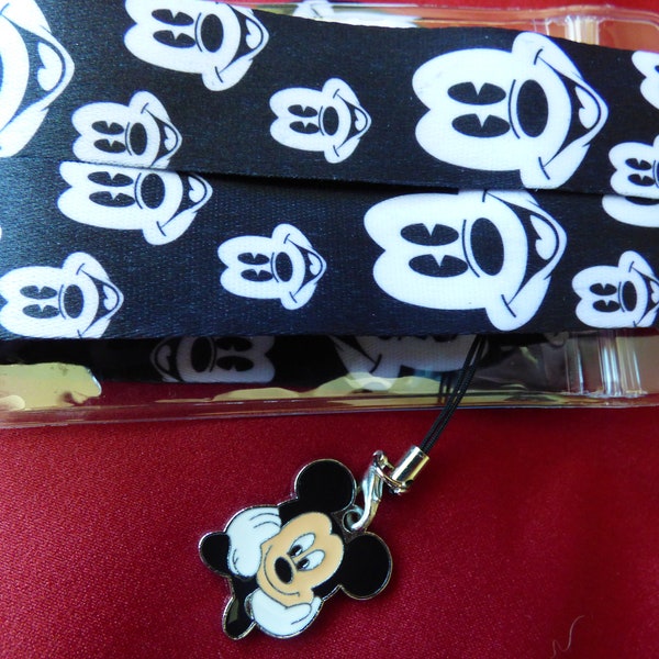 Disney Mickey Mouse lanyard, Mickey charm & ID holder Bus pass/keys/neck strap/gift