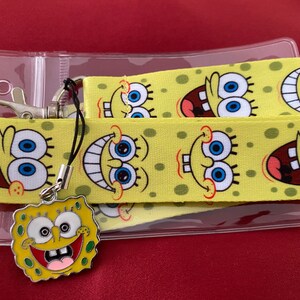 Spongebob Squarepants lanyard, Sponge charm & ID holder Bus pass/keys/neck strap/gift