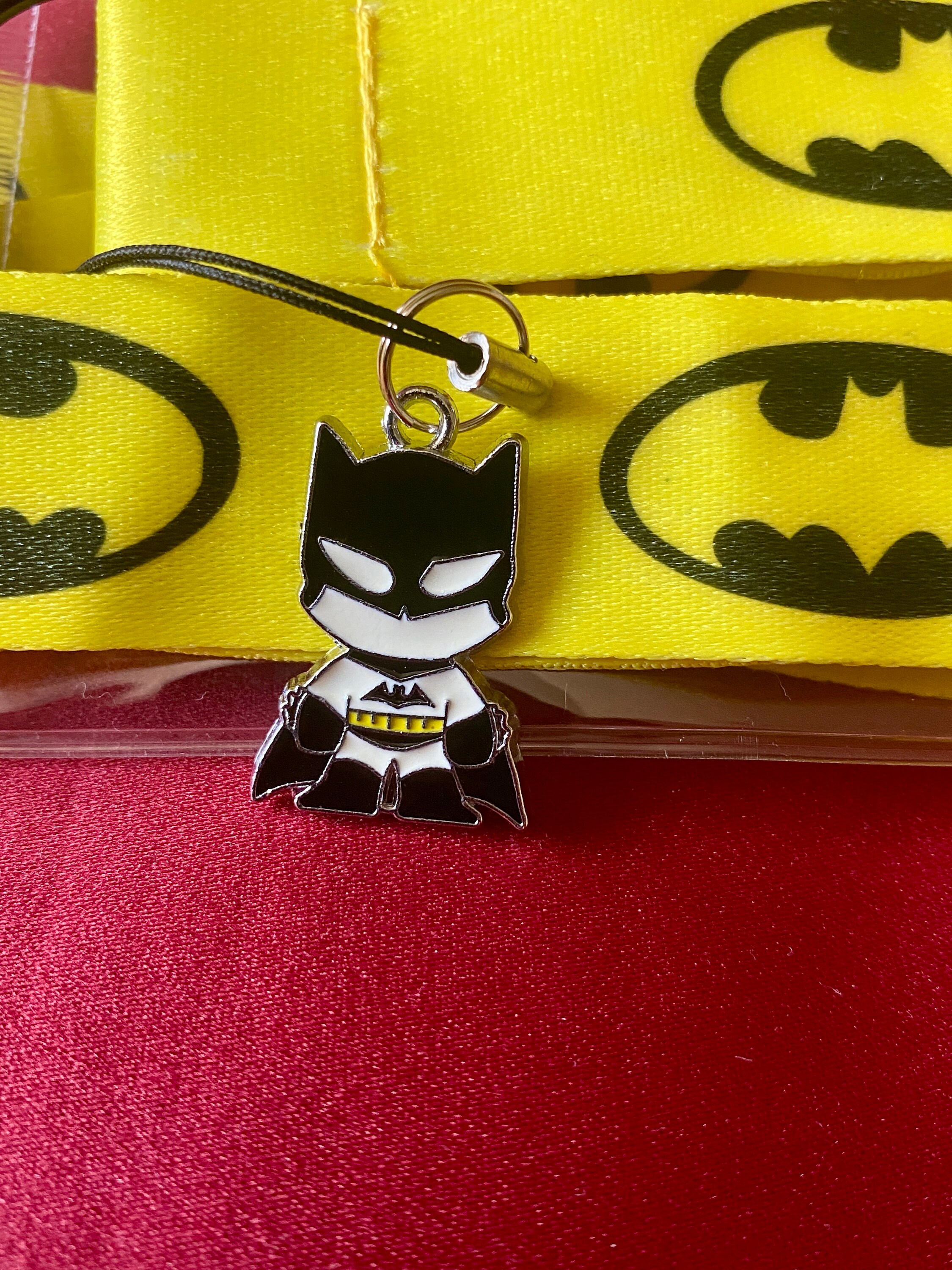 Batman Lanyard with ID Badge Holder and Rubber Bat Charm 