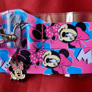 Disney Minnie Mouse lanyard, Minnie charm & ID holder Bus pass/keys/neck strap/gift