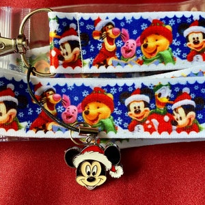 Disney Mickey Christmas lanyard, charm & ID holder Bus pass/keys/neck strap/gift