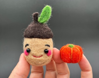 ADORABLE ACORN & Mini Pumpkin - DIY Beginners Needle Felting Kit