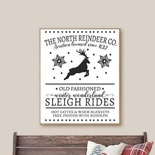 SVG, & PNG - "The North Reindeer Co - Sleigh Rides" - Christmas Sign. FarmHouse Style. Fixer Upper. Sleigh Rides. Santa. Rudolph. Reindeer.