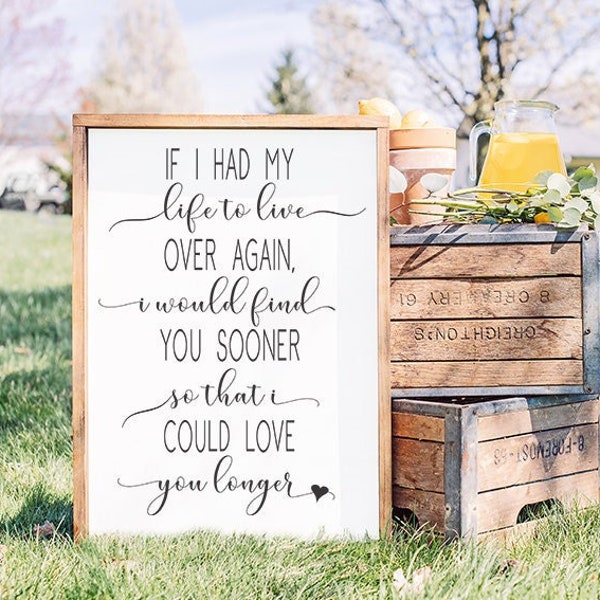 SVG & PNG - "If I had my life to live over again" Over the Bed - Love - Farmhouse Style - Fixer Upper - Wall Art - Tanya Siekman