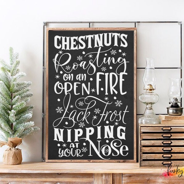 SVG, & PNG - "Chestnuts Roasting On An Open Fire" - Christmas Design